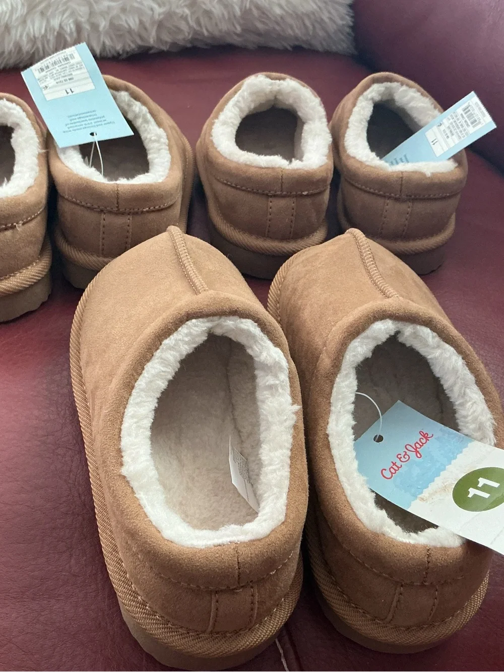 Kids Cozy Faux-Suede Jude Slippers by Cat & Jack in Chestnut Brown